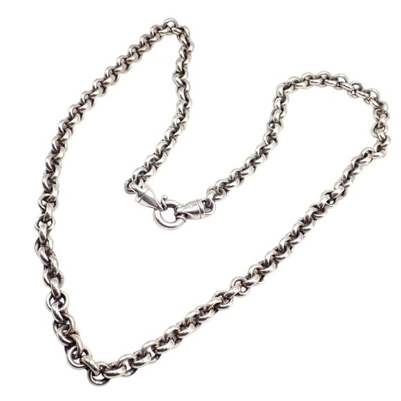 Authentic! Tiffany & Co Sterling Silver Circle Link Long 32" Chain Necklace - Picture 2 of 10